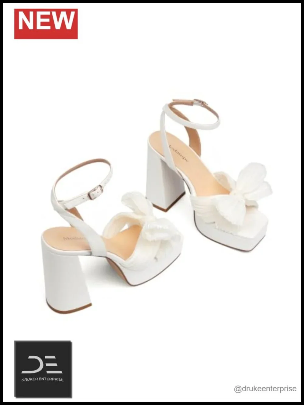 Modatope Platform Heels for Women Bow Chunky Heel Square Open Toe Ankle Strap
